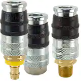 派克E-z-mate 系列快換陰接頭，扭轉(zhuǎn)開關(guān)空氣流通，符合 ISO 4414 排氣要求